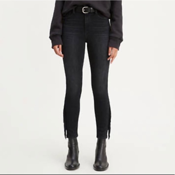 Levi's 721 High Rise Fringe Ankle Grey Slim Skinny Fit Jeans Women's Size 24 - Picture 8 of 9